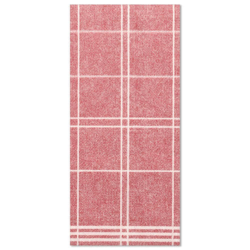 The Kitchen Craft napkin "ROYAL Collection" (48x33 cm, 1/6 fold) by PAPSTAR GmbH features a red-white checkered grid with parallel lines – ideal for a stylish table decoration – flat on a white background.