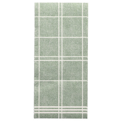 The PAPSTAR Kitchen Craft napkins "ROYAL Collection" (50-pack, 48 x 33 cm) impress with their green rectangular design with white grid and two parallel lines – ideal for a stylish table decoration. Brand: PAPSTAR GmbH.