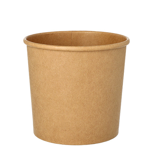 The Starpak 25 soup cup, round cardboard Ø 11.5 cm in brown stands unused and without print on a white background – ideal for on the go.
