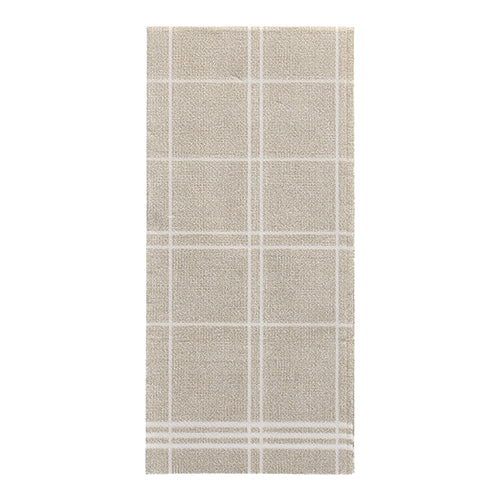 A rectangular beige carpet with a simple white grid pattern, inspired by the elegant design of the PAPSTAR 100 napkins "ROYAL Collection" 1/6-fold (48 x 33 cm) from PAPSTAR GmbH.