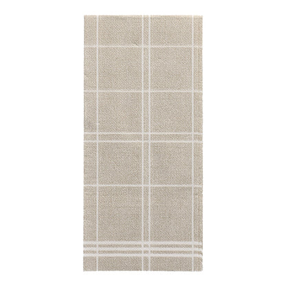 A rectangular beige carpet with a simple white grid pattern, inspired by the elegant design of the PAPSTAR 100 napkins "ROYAL Collection" 1/6-fold (48 x 33 cm) from PAPSTAR GmbH.