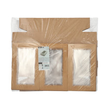 Eine flache Packung mit 25 Starpak Transport- und Catering-Kartons, eckig braun aus Pappe mit separatem Deckel und PET-Sichtfenster, in Plastik verpackt. Produktlabel vorne – praktische Verpackungslösung für Catering und Transport.