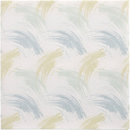 Eine quadratische Fliese mit pastellfarbenen Bögen in Hellblau, Grün und Beige auf Weiß - das ist die Eleganz der PAPSTAR 50 Servietten "ROYAL Collection" 1/4-Falz 40 x 40 cm blau von PAPSTAR GmbH.