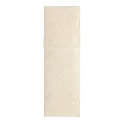 Against a white background, an unfolded beige napkin from the PAPSTAR 50 napkins "ROYAL Collection" (48 x 30 cm, with cutlery fold) by PAPSTAR GmbH is depicted.