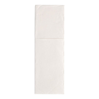 A single unfolded white PAPSTAR 50 napkins "ROYAL Collection" 48 cm x 30 cm napkin with cutlery fold by PAPSTAR GmbH is seen from above on a plain white background.