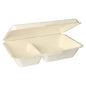 The PAPSTAR menu boxes sugarcane "pure", 2-compartment (6.5x24x15.5 cm), are biodegradable from PAPSTAR GmbH and offer sustainable takeout enjoyment - ideal for eco-friendly menus. Box with 500 pieces.