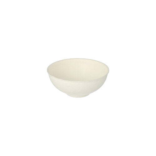 A simple white round bowl with a smooth texture from PAPSTAR GmbH – PAPSTAR 50 finger food bowls made from sugarcane "pure" white, an eco-friendly and sustainable alternative.
