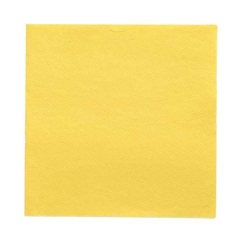 A single yellow PAPSTAR 50 napkins "DAILY Collection", 32 x 32 cm, lies flat on a white background and presents its subtle structural pattern for stylish table decoration.
