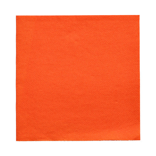 A square napkin from PAPSTAR GmbH from the "DAILY Collection" (32 x 32 cm, 1/4-fold, orange, 50 pieces) presents itself on a white background and impresses with its high-quality structural design.
