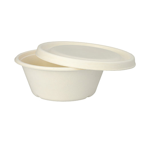 The PAPSTAR GmbH 25 sugarcane bowls "pure" Ø 17 cm are biodegradable, round disposable bowls with a matching lid – ideal for consciously eco-friendly use.