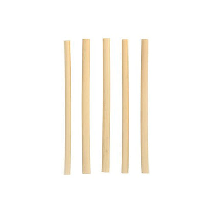 Five PAPSTAR cocktail straws reed "pure" (15 cm, Ø 7 mm) from PAPSTAR GmbH are arranged vertically on a plain white background, highlighting the stylish and environmentally friendly, biodegradable straws.