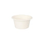The PAPSTAR dressing bowls sugarcane "pure" Ø 6 cm, white (set of 12) by PAPSTAR GmbH are environmentally friendly, biodegradable and seen as white cardboard bowls isolated on a white background.