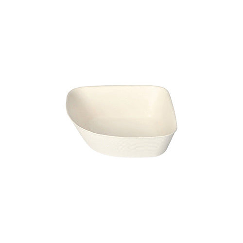 The PAPSTAR 4 bowls "pure" white "Belle Vie, Ligne Carrée" are made of biodegradable sugarcane - eco-friendly, square disposable bowls by PAPSTAR GmbH with slightly rounded corners.
