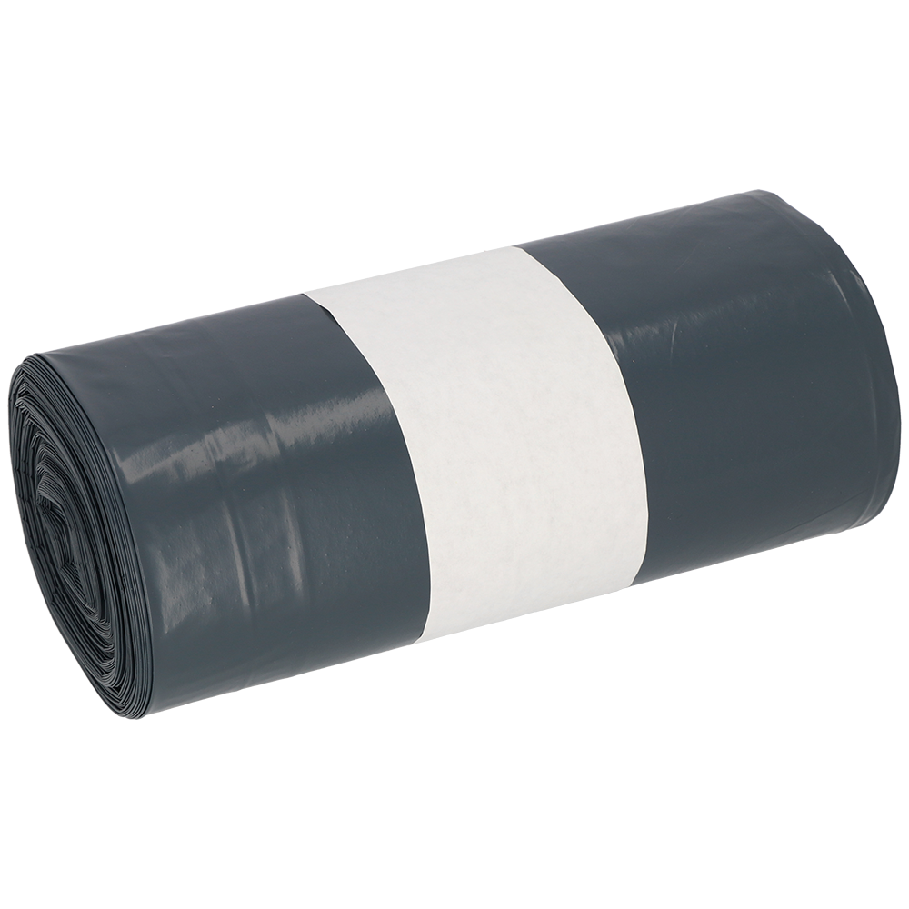 Eine aufgerollte EMIL DEISS KG (GmbH + Co.) DEISS 94118 Folienrolle in grau (500+400x1200x0,05 mm, 20 Stück), mit einem einfarbig weißen Papierband in der Mitte, steht auf weißem Untergrund.