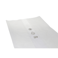 Transparent DEISS PREMIUM 240-liter trash bag from EMIL DEISS KG featuring recycling symbols, the number 39, and the text "04 LDPE" printed in black on a white background.