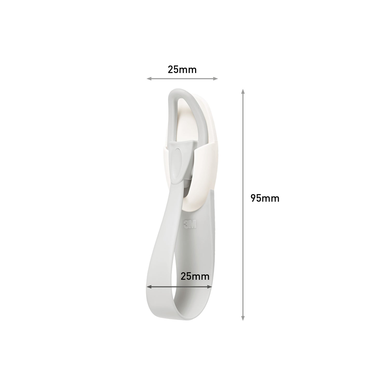 Der 3M Deutschland GmbH Command™ Kabelhalter, 17304-FR, in Weiß und Grau, ist 25 mm breit und 95 mm hoch. Er verfügt über eine gebogene Basis und einen abgerundeten, drehbaren Haken, der hilft, Kabelchaos zu vermeiden.