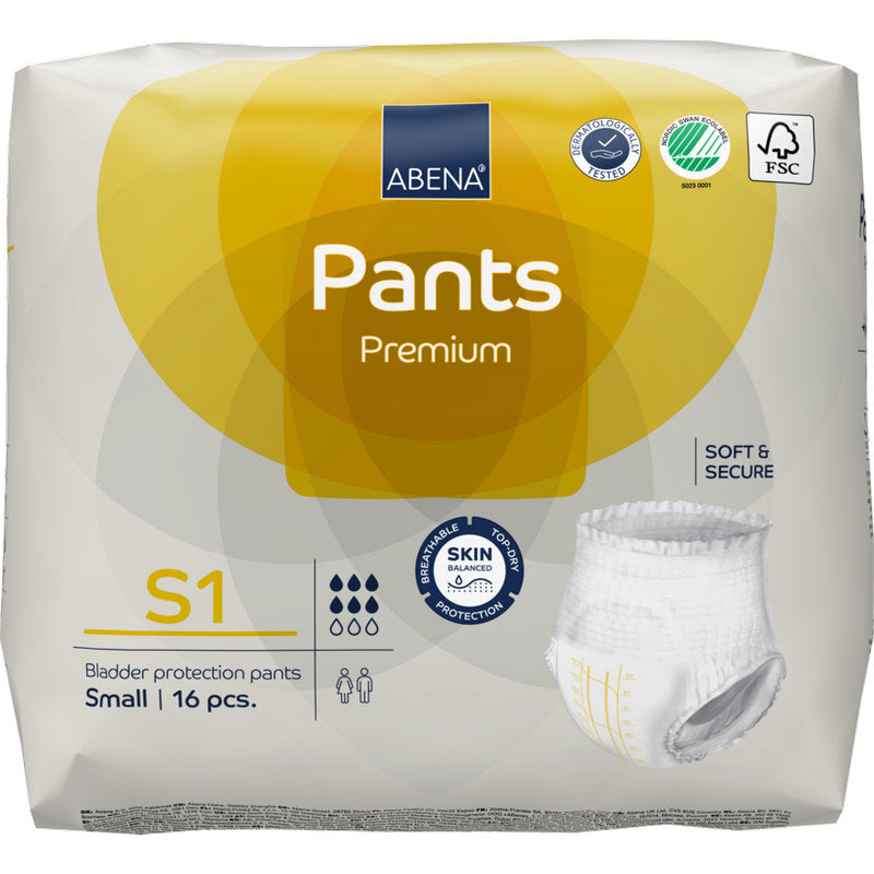 Ein Paket ABENA Pants Premium S von Abena Re-Seller GmbH, entwickelt für Komfort und effektiven Inkontinenzschutz.
