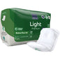 Pictured is a green package of ABENA Light Extra Plus 3A, Premium by Abena Re-Seller GmbH (10 pieces) with a white block on the front. The packaging highlights various product symbols.