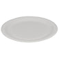A paper plate, flat ø 23 cm in white by Abena Re-Seller GmbH (pack of 50 pieces), is shown against a white background - environmentally friendly and ideal for any occasion.