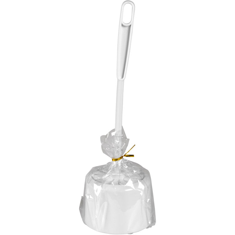 Die Abena Re-Seller GmbH WC-Garnitur in Weiß/Weiß (Karton mit 12 Packungen) - praktische Toilettenbürsten mit langem Griff, hygienisch verpackt, ideal für jedes Bad.