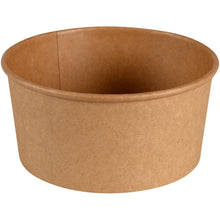 Die Schale, 730 ml, ø 14,5 cm von Abena Re-Seller GmbH aus braunem Kraft/PE hat eine glatte Oberfläche und einen Rollrand. Ideal als Schale für unterwegs. Packung mit 50 Stück.