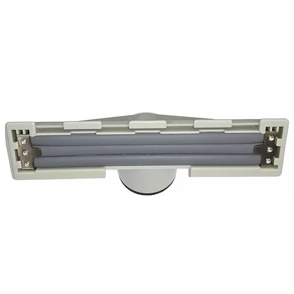 A close-up of the rectangular squeegee head with two rubber blades and a central attachment, included in the Arcora Magic Suction and Beating Nozzle—Universal, Suitable for All Vacuum Cleaners—by Arcora International GmbH (box, 1 piece).