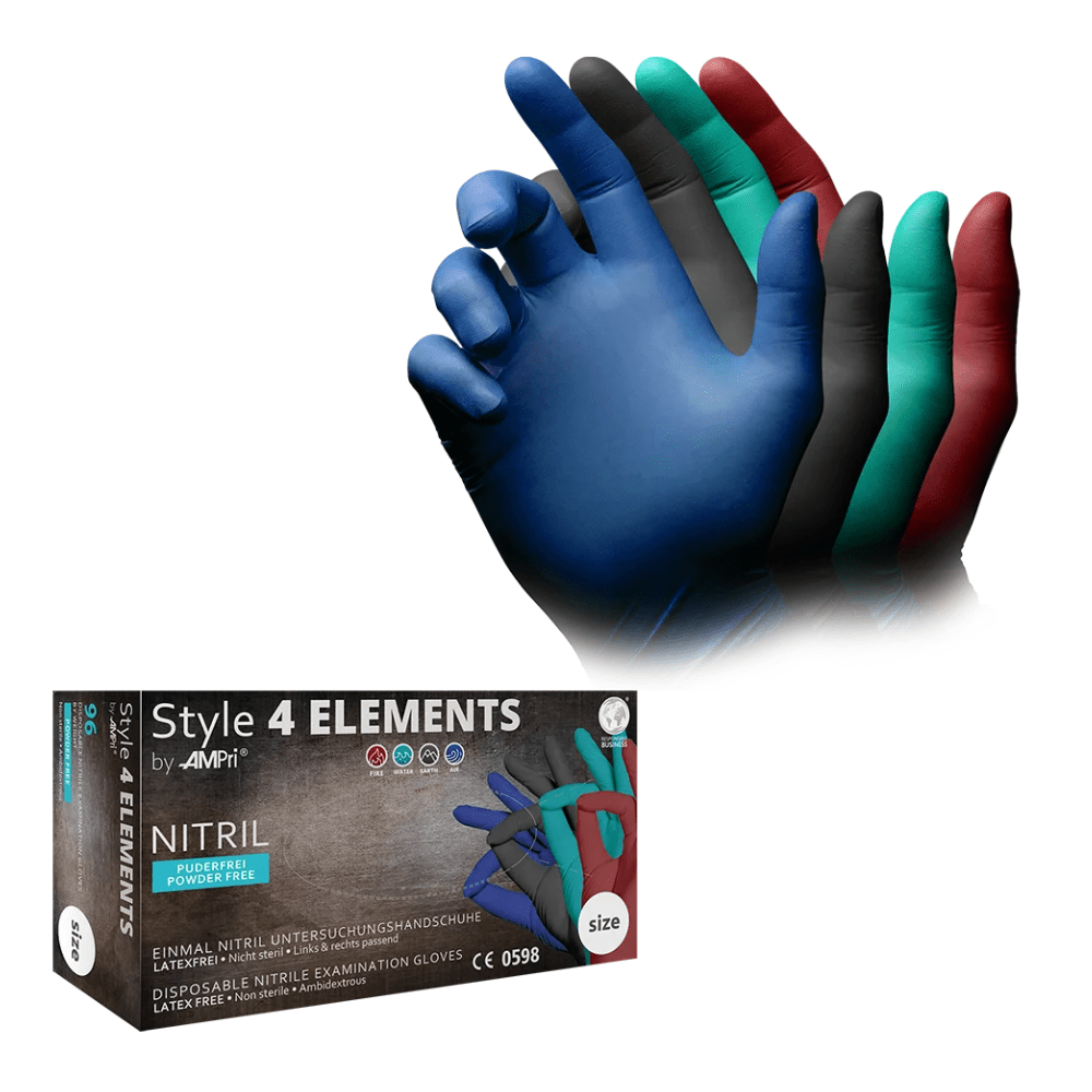4 finger handschuh AMPri STYLE 4 ELEMENTS Nitrilhandschuhe puderfrei Farbmix