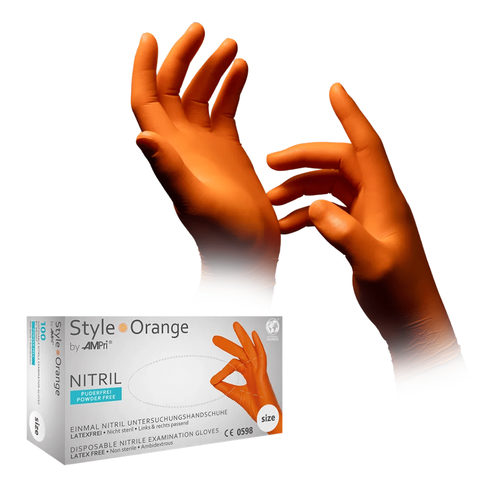 AMPri STYLE ORANGE Nitrilhandschuhe puderfrei, Orange