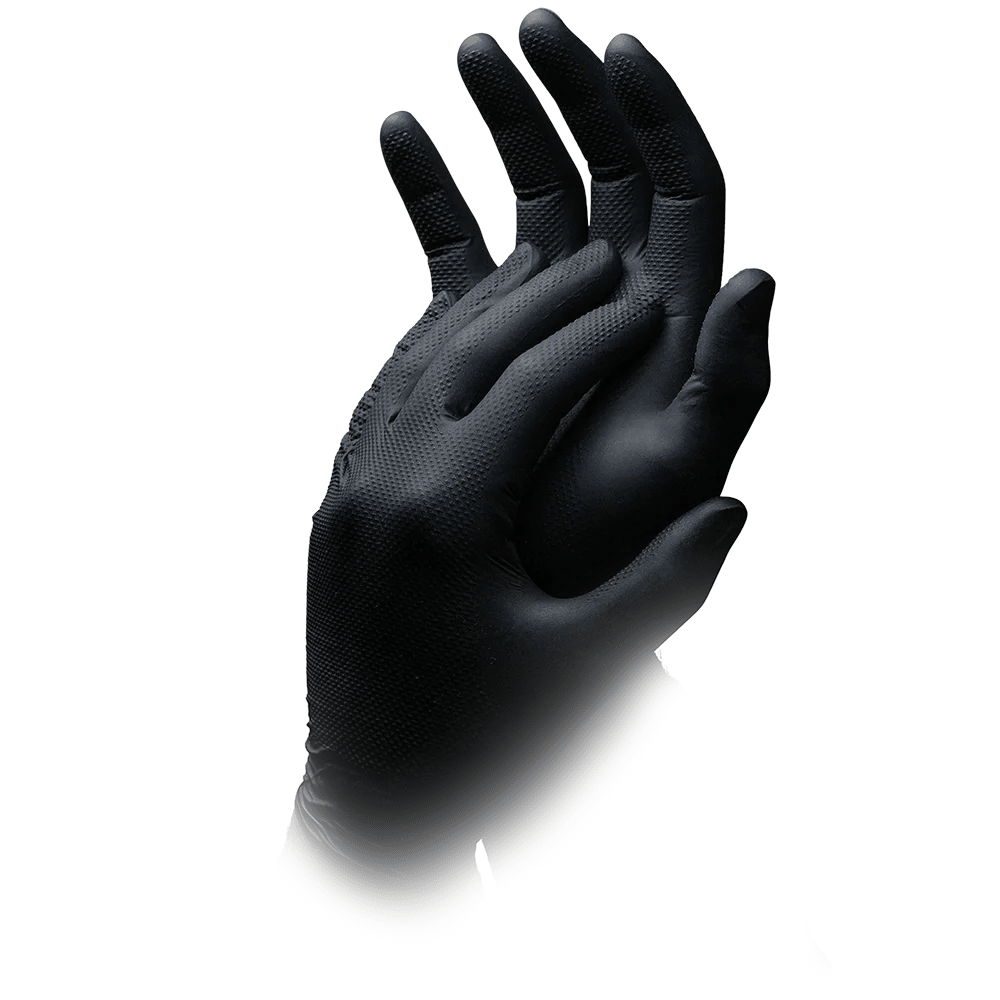 AMPri SolidSafety High Grip Black Nitril Chemikalienschutzhandschuhe Schwarz S