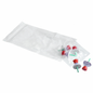 A transparent plastic bag with several B.Braun ProSet injection and withdrawal spike Mini-Spike® green (1x5 pcs.) from B. Braun Deutschland GmbH & Co. KG, designed for contamination-free withdrawal and safe medication handling, on a white background.