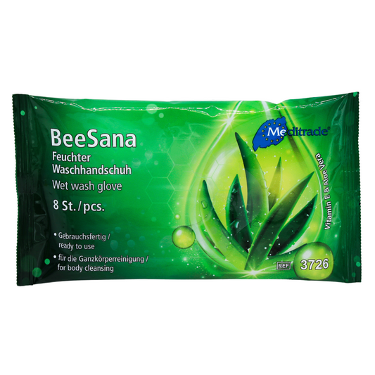 BeeSana Feuchte Waschhandschuhe mit AloeVera, 8Stk./Pck. | Packung (8 Stück)