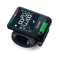 The Beurer wrist blood pressure monitor BC 87 with Bluetooth from Beurer GmbH features a black wristband, a color display showing blood pressure, pulse, time, and date, as well as control buttons (M1, OK, M2) for comfortable blood pressure measurement.