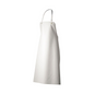 The Burgia Workwear Guttasyn apron (white, 1 piece) is depicted on a white background. It is made of smooth, slightly shiny material, has an adjustable neck strap, a washable surface, and provides ideal protection for work clothing.