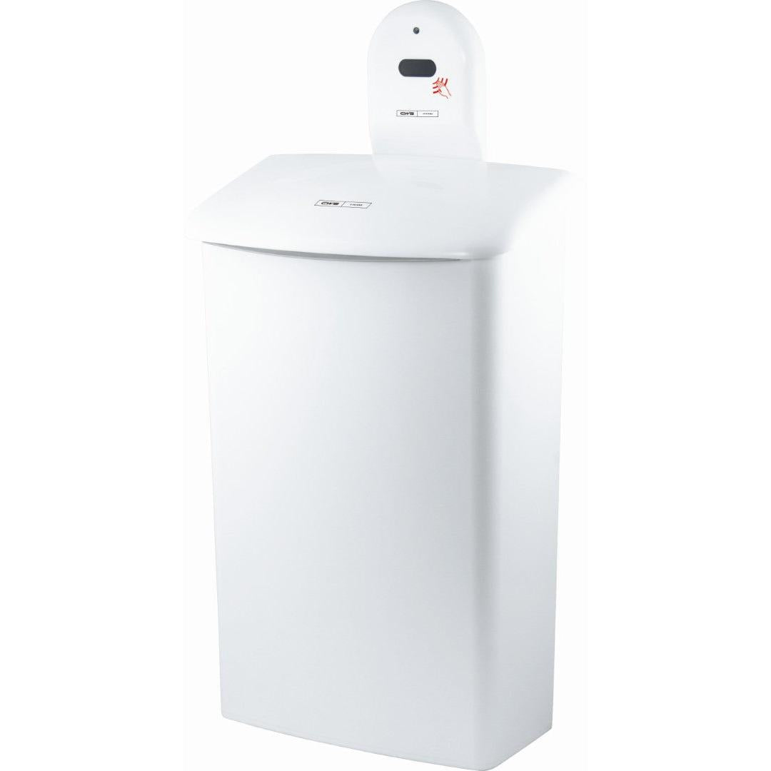 The CWS ParadiseLine wall mount for hygiene box 575000 is a white, rectangular mount from CWS, designed for hands-free use with compatible hygiene boxes.