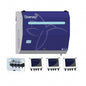 The DF10M (IoC) 6-Pump Main Unit from Diversey Deutschland GmbH & Co. OHG is a blue-gray, wall-mounted dosing system featuring a logo, control modules, and a component with four valves for up to 8 washing machines in laundries.