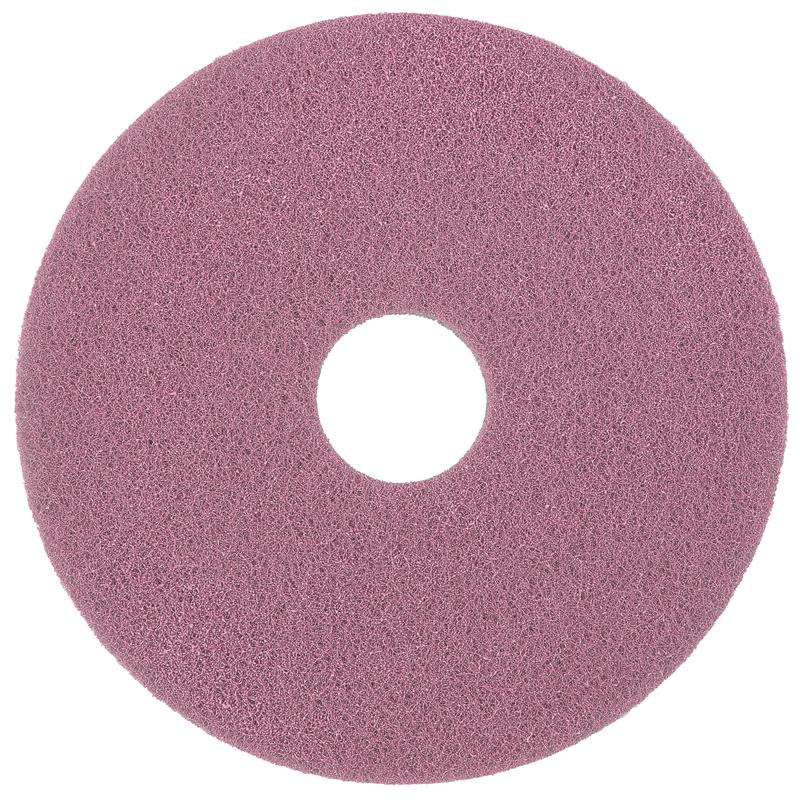 Das Diversey Twister Pad Pink für Vinylböden von Diversey Deutschland GmbH & Co. OHG ist ein rundes, rosafarbenes Reinigungspad mit rauer Oberfläche und zentralem Loch, abgebildet auf weißem Hintergrund - ideal für die Reinigung von Vinylböden.