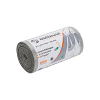 Pictured is a roll of DEISS First Plus Pcr trash bags, 30 liters, 34044, with carrying handles and the inscription “Trash Bags.” These bags, offered by EMIL DEISS KG (GmbH + Co.), are made of LDPE and have a capacity of 30 liters. They are highly tear-resistant and measure 500 x 600 + 160 mm. They offer durability and convenience for everyday use.