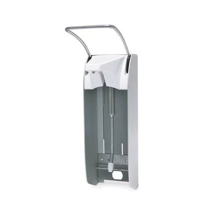Der Dr. Schumacher Wandspender AK 500 Plus kurz der Dr. Schumacher GmbH ist ein Wandspender mit oberem Hebel zur einfachen Entnahme von Flüssigkeit oder Gel aus den im Gerät befindlichen Flaschen.