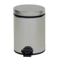 The Novocal stainless steel pedal trash can, featuring a galvanized inner bucket and a closed lid, comes with a black foot pedal—ideal for hygienic waste disposal. 1 piece per package.