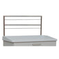 The Novocal Euro Rail - 2-fold for back panel (1 piece) is a white cabinet with a flat top, a silver drawer handle, and a metal frame with three horizontal bars for easy attachment of the back panel - ideal for modern furniture construction.