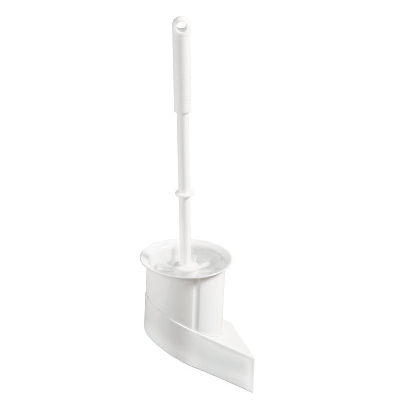 Die Haug Bürsten KG WC-WANDGARNITUR,M.BÜRSTE 6130 WEIß (115x100x410mm) bietet eine weiße Langstielbürste mit gebogenem Fuß und passendem Eckhalter - ein unverzichtbares Bad-Accessoire für Sauberkeit und Stil.