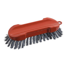 Die METAL DETECT WASCHBÜRSTE RUND von Haug Bürsten KG ist eine graue, metalldetektierbare PBT-Handschrubberbürste (ø0,60mm, 205x65x30mm) für die Lebensmittelindustrie mit flacher Oberfläche, abgerundeten Kanten und integriertem Griff.