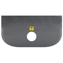 Nahaufnahme des Haug Bürsten KG ESD SCHABER GROß, PP, FLEXIBEL in schwarz (230x118mm), mit abgerundetem Rand, Mittelloch und gelbem Warnsymbol - ideal für den Einsatz in elektrostatisch geschützten Bereichen.