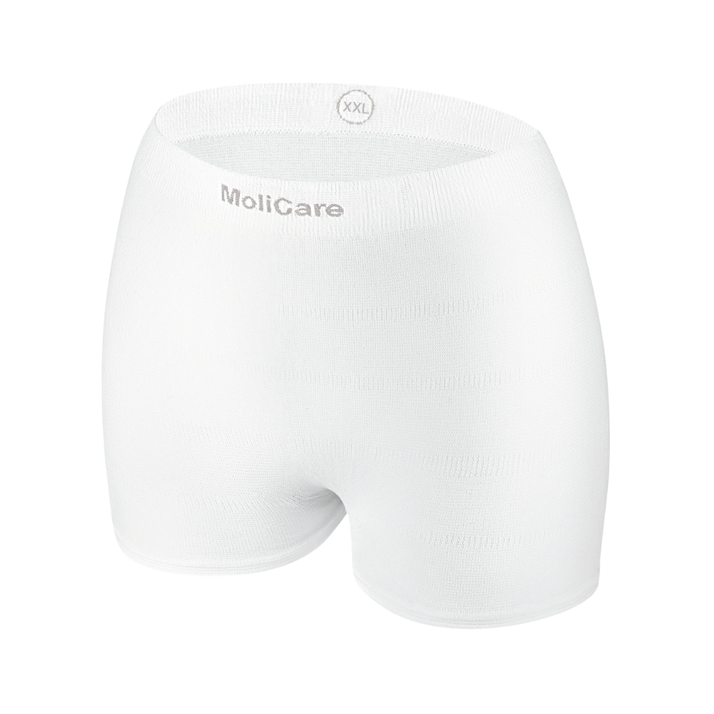 MoliCare® Premium Fixpants Netzhose - 25 Stück Inkontinenzunterwäsche der Paul Hartmann AG in Größe XXL, abgebildet auf einfarbigem Hintergrund. Die Unterwäsche ist auf Komfort und Diskretion ausgelegt.