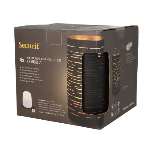 Papstar Securit® Kerzenhalter Ø 8 cm · 15 cm schwarz/gold