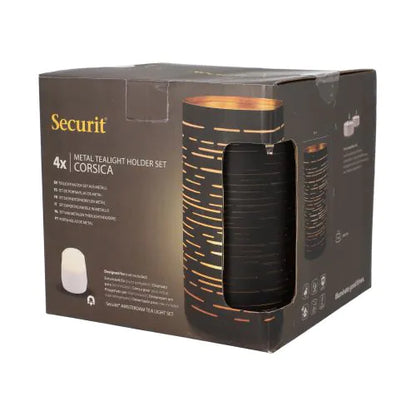 Papstar Securit® Kerzenhalter Ø 8 cm · 15 cm schwarz/gold