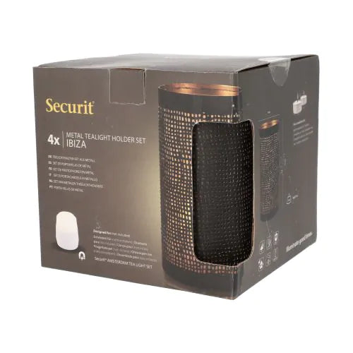 Papstar Securit® Kerzenhalter Ø 8 cm · 15 cm schwarz/gold
