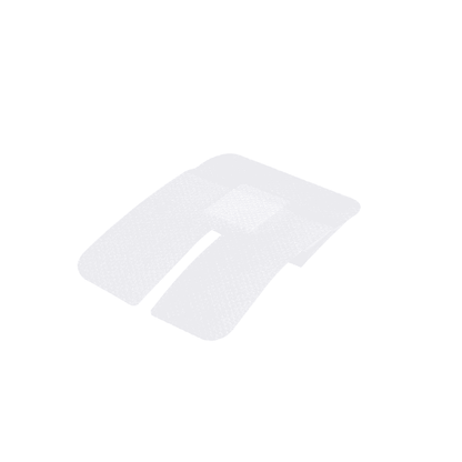 A minimalist image of a Meditrade cannula fixation plaster i.V. 8 x 6 cm - 50 pieces | Package symbol (50 pieces) on a light gray background. The icon is slightly transparent, featuring a simple, flat design with hypoallergenic polyacrylate adhesive.