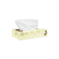 Rectangular box from Meditrade GmbH (pale yellow, floral pattern) with the inscription "Discontinued item: Meditrade Cosmetic Tissues 2-ply | Pack (100 pieces)" with white tissues protruding from the lid, against a plain white background.