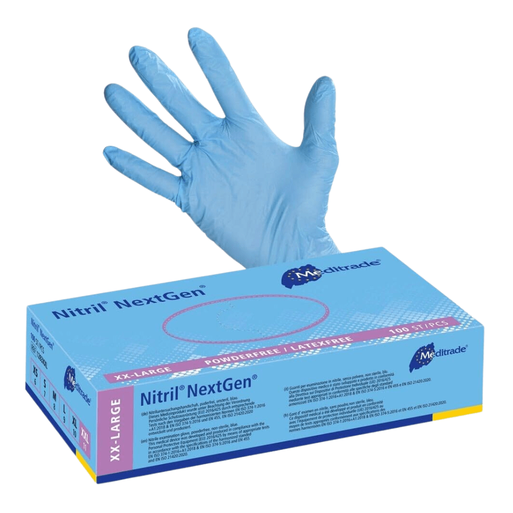 100 handschuhe blau Meditrade Nitril Handschuhe NextGen® EN 455, puderfrei, blau, 100 Stk